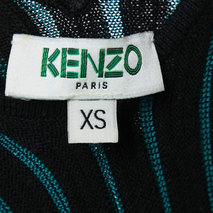 Pre Owned Kenzo Black/Multicolor Rib Knit Jersey Two-Toned Sleeveless Dress XS