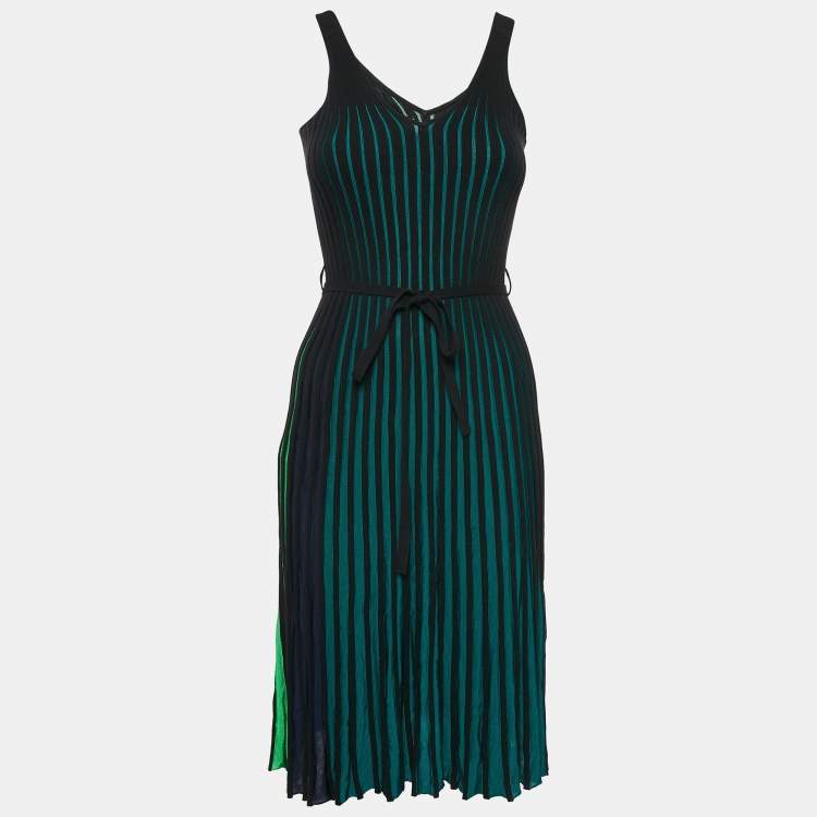 Pre Owned Kenzo Black/Multicolor Rib Knit Jersey Two-Toned Sleeveless Dress XS