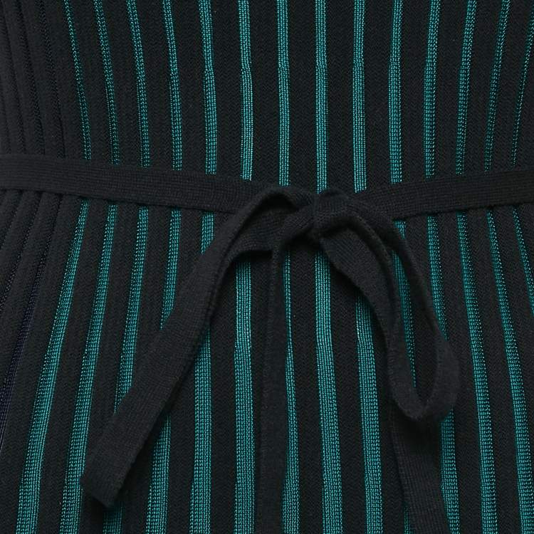 Pre Owned Kenzo Black/Multicolor Rib Knit Jersey Two-Toned Sleeveless Dress XS