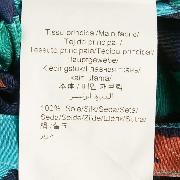 Pre Owned Kenzo Blue Floral Print Silk Midi Skirt M