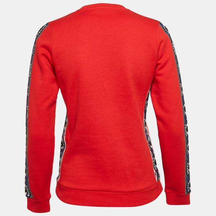 Pre Owned Kenzo Red Eye Logo Embroidered Cotton Knit Sweatshirt M