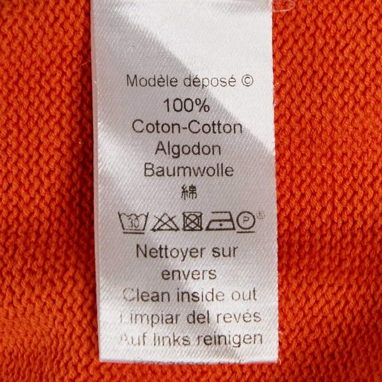 Pre Owned Kenzo Orange Cotton Logo Motif Detail Jumper M