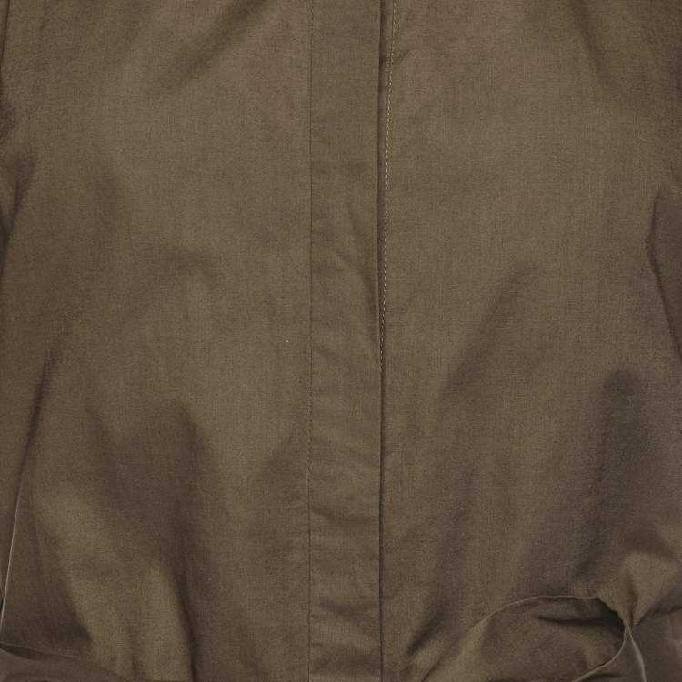 Pre Owned Kenzo Olive Green Cotton Poplin Lace Detailed Short Sleeve Dress M