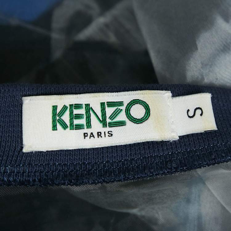 Pre Owned Kenzo Blue Printed Sheer Organza Sweatshirt S