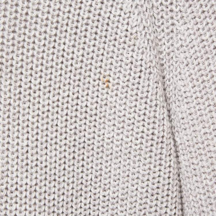 Pre Owned Kenzo Grey Cotton and Wool Knit Zip-Up Cardigan XS