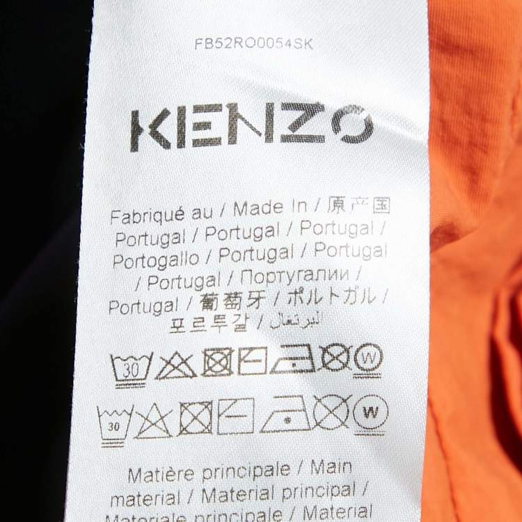 Pre Owned Kenzo Navy Blue/Orange Cotton Knit and Nylon Elasticized Top XS