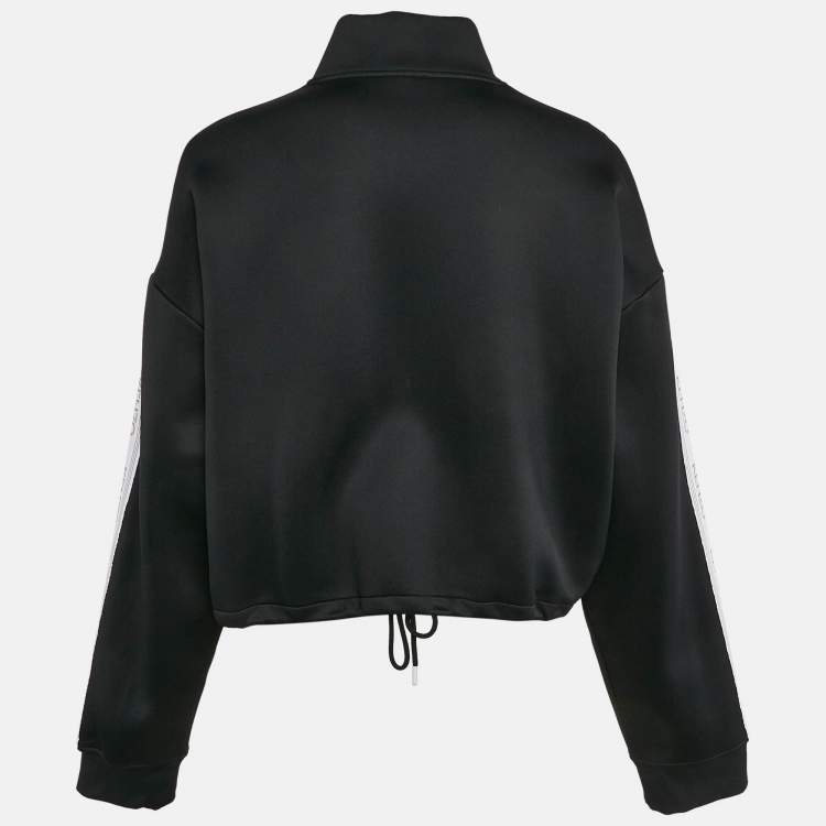 Pre Owned Kenzo Black Jersey Logo Tape Detail High Neck Sweater L