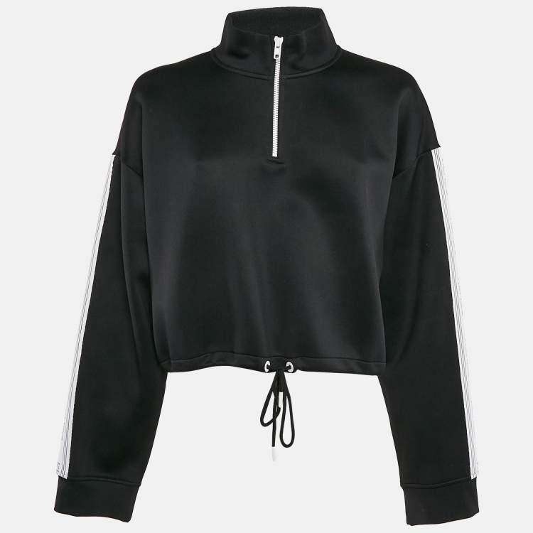 Pre Owned Kenzo Black Jersey Logo Tape Detail High Neck Sweater L