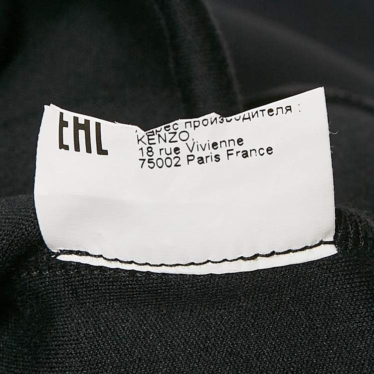 Pre Owned Kenzo Black Jersey Logo Tape Detail High Neck Sweater L