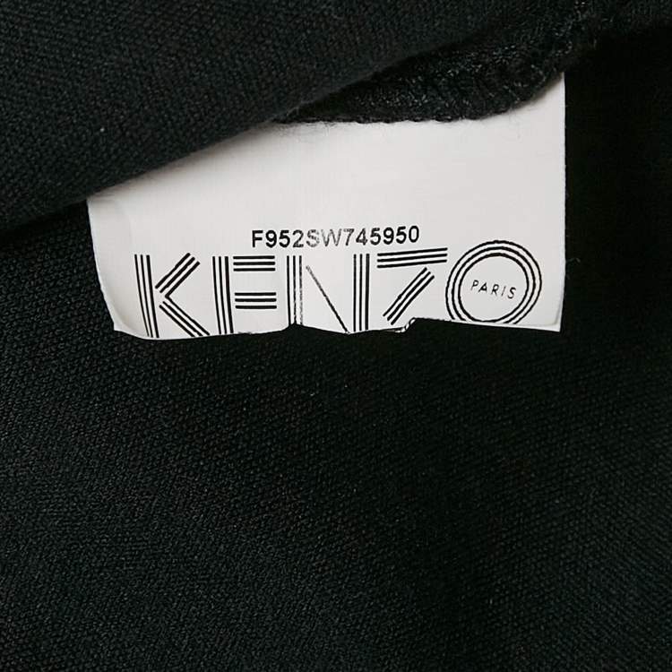 Pre Owned Kenzo Black Jersey Logo Tape Detail High Neck Sweater L