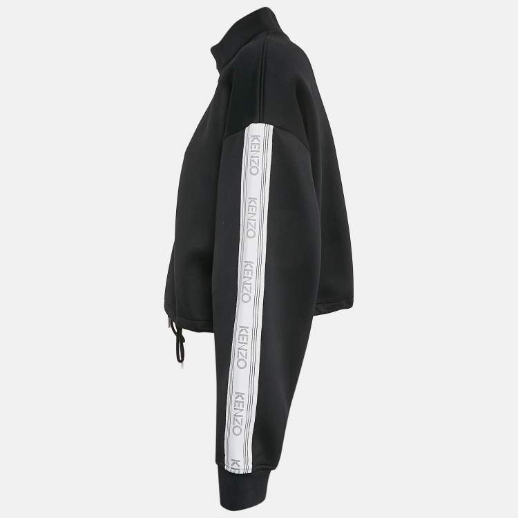 Pre Owned Kenzo Black Jersey Logo Tape Detail High Neck Sweater L