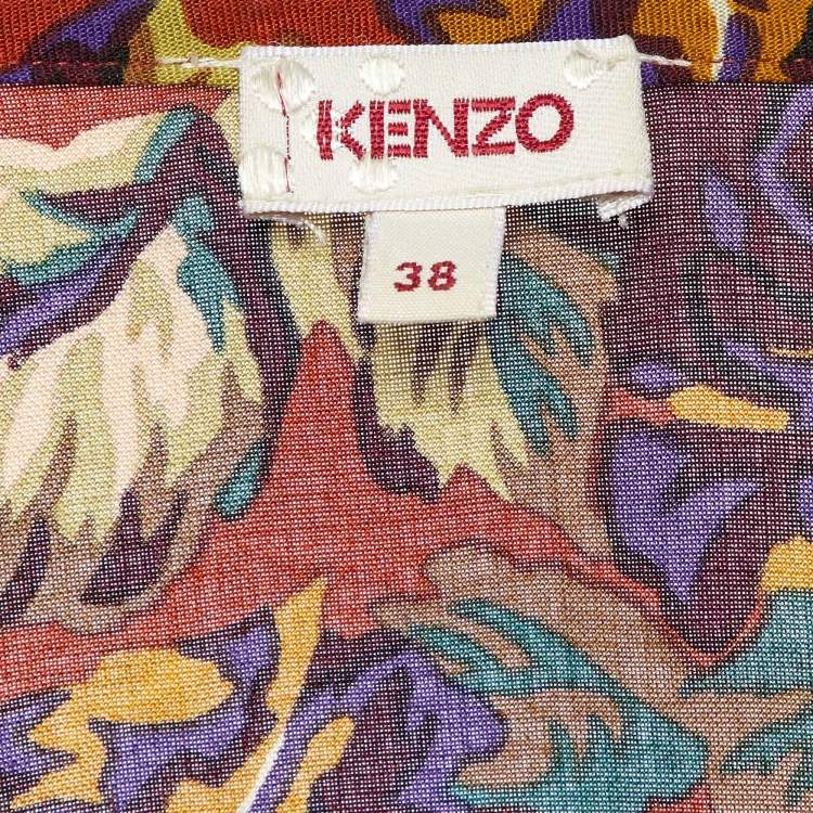 Pre Owned Kenzo Multicolor Abstract Print Crepe Short Dress M