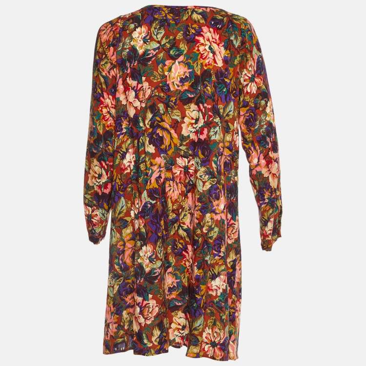Pre Owned Kenzo Multicolor Abstract Print Crepe Short Dress M