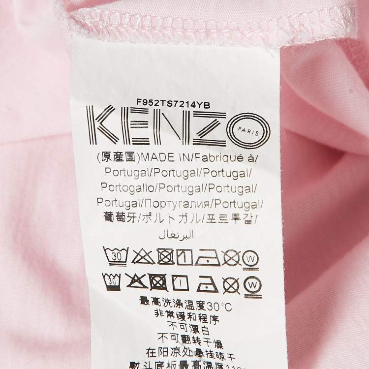 Pre Owned Kenzo Pink Tiger Logo Print Jersey Crew Neck T-Shirt M
