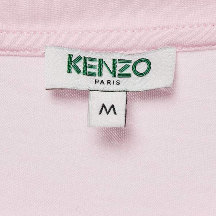 Pre Owned Kenzo Pink Tiger Logo Print Jersey Crew Neck T-Shirt M