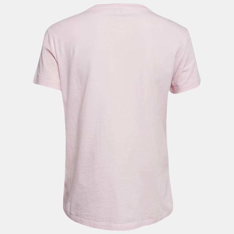 Pre Owned Kenzo Pink Tiger Logo Print Jersey Crew Neck T-Shirt M