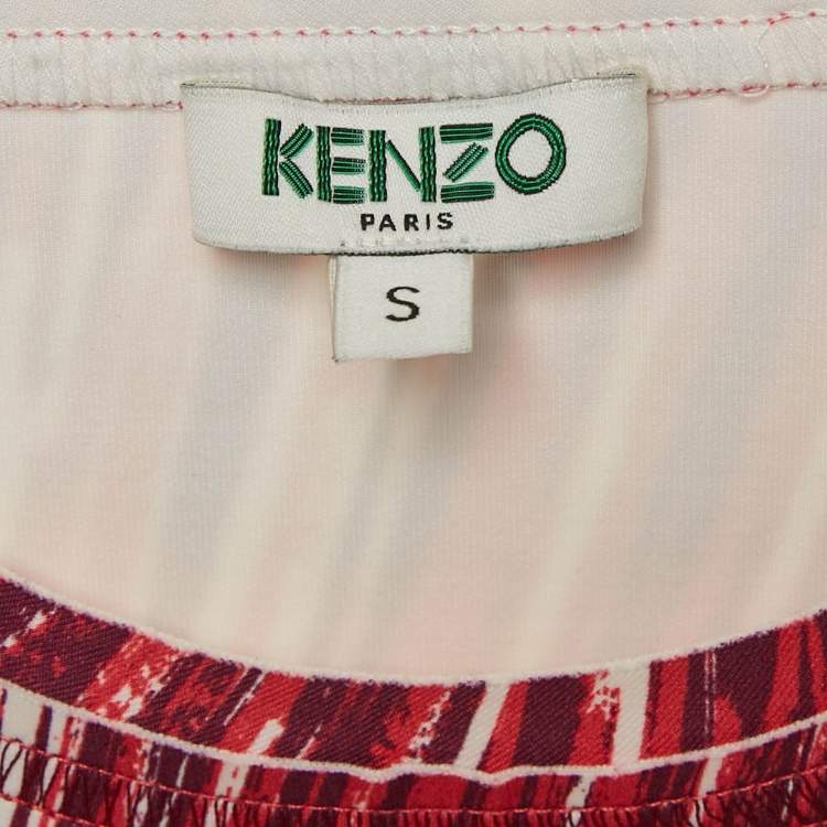 Pre Owned Kenzo Pink/Multicolor Printed Jersey Sleeveless Tunic S