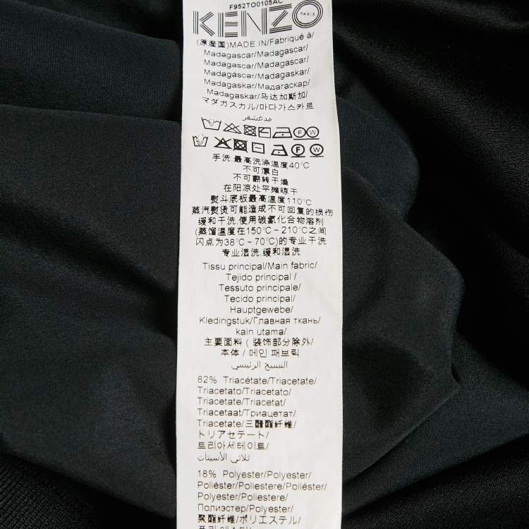 Pre Owned Kenzo Black Tiger Embroidered Crepe Crew Neck Jumper L