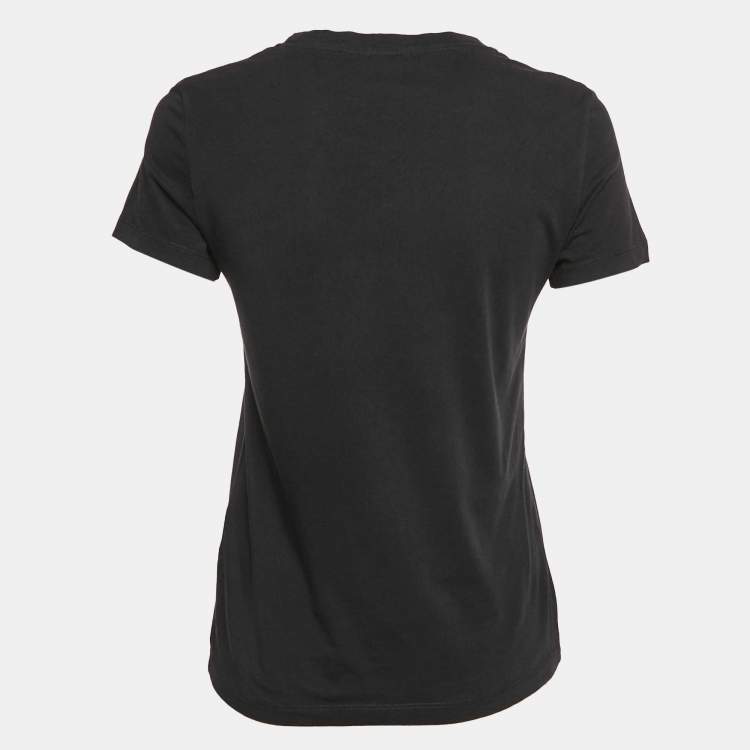 Pre Owned Kenzo Black Tiger Logo Print Jersey Crew Neck T-Shirt S