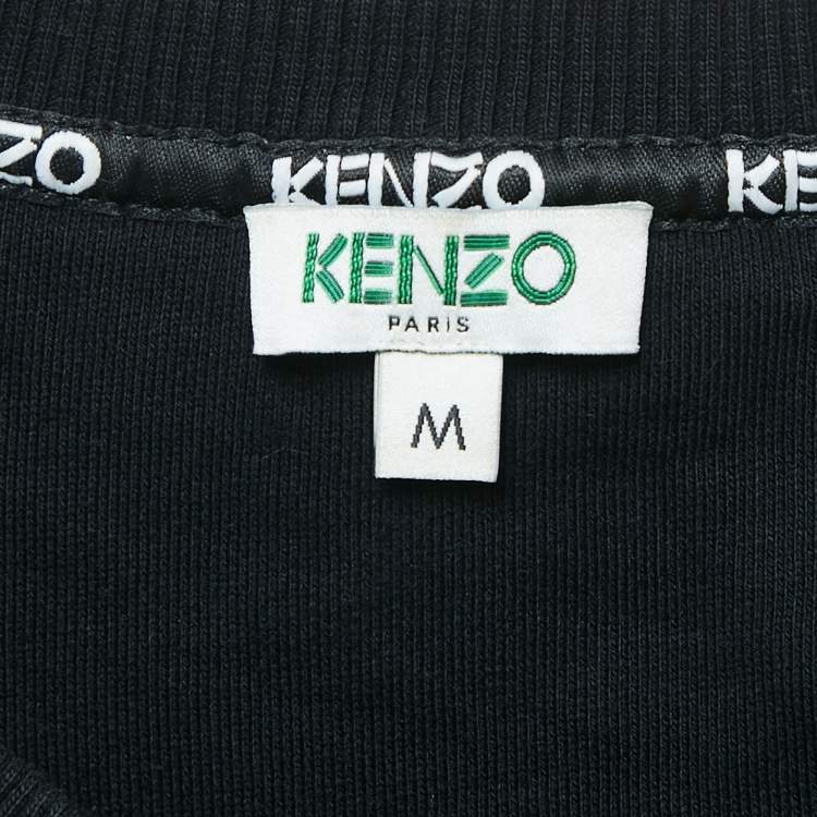 Pre Owned Kenzo Black Logo Bondage Fuxia Writing Cotton Sweatshirt M
