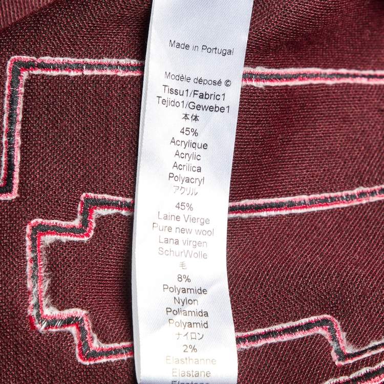 Pre Owned Kenzo Burgundy/Pink Block Pattern Wool Sweatshirt L