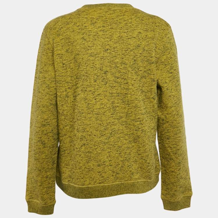 Pre Owned Kenzo Green Tiger Logo Embroidered Marl Knit Sweatshirt XL
