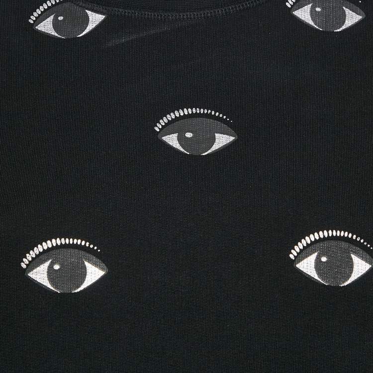 Pre Owned Kenzo Black Eye Logo Printed Cotton Knit Sweatshirt S