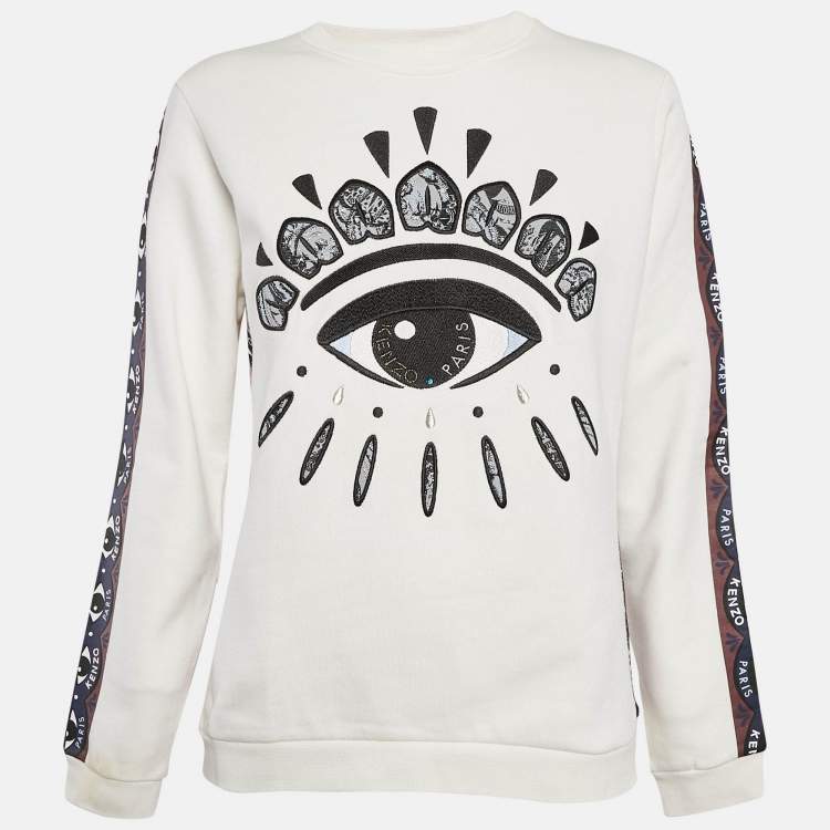 Pre Owned Kenzo Multicolor Eye Logo Embroidered Cotton Knit Sweatshirt L