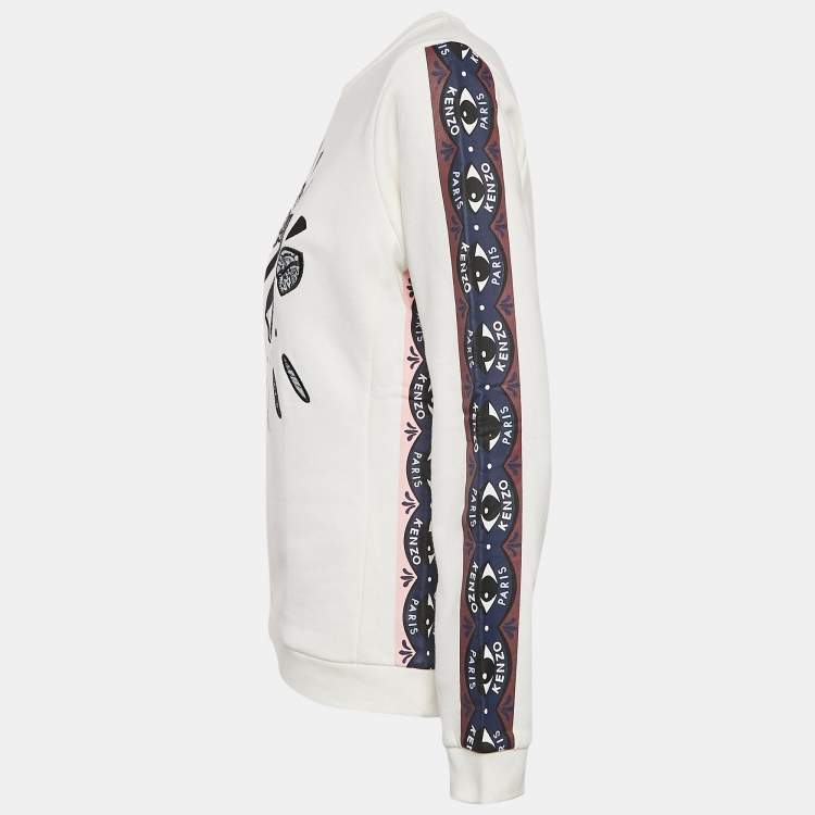 Pre Owned Kenzo Multicolor Eye Logo Embroidered Cotton Knit Sweatshirt L