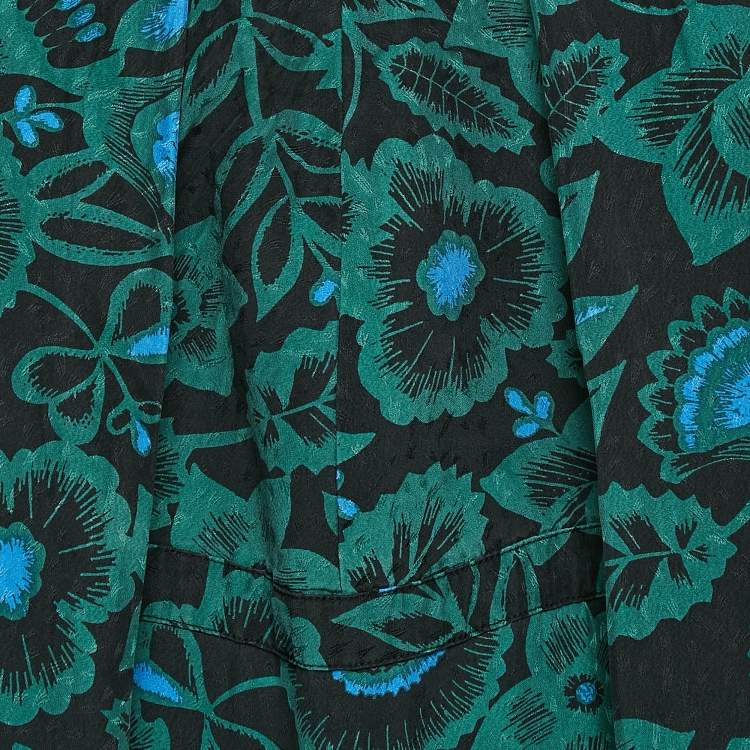 مملوكة مسبقًا Kenzo Green Floral Print Silk Maxi Dress S