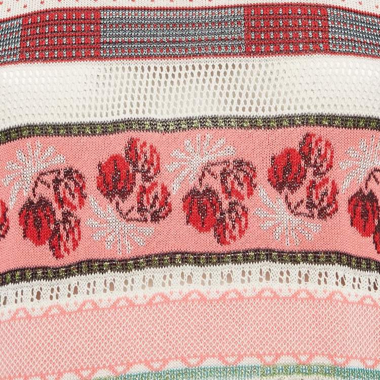 Pre Owned Kenzo Red Intarsia Knit Tank Top M