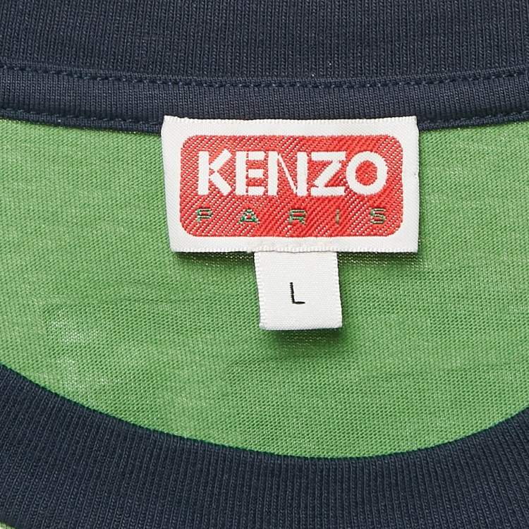 Pre Owned Kenzo Multicolor Flag Print Jersey Crewneck T-Shirt L