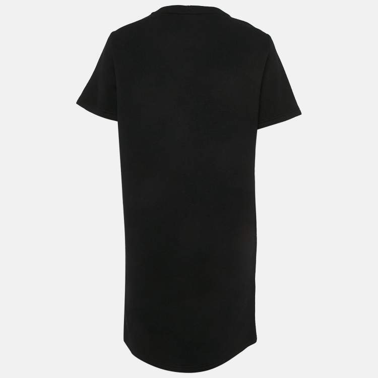 Pre Owned Kenzo Black Tiger Embossed Jersey Crewneck T-Shirt Dress S