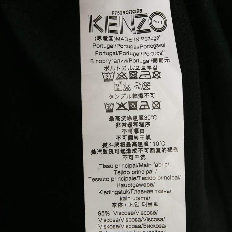 Pre Owned Kenzo Black Tiger Embossed Jersey Crewneck T-Shirt Dress S
