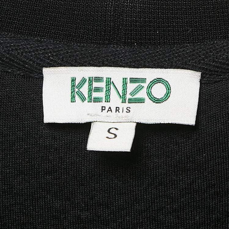 Pre Owned Kenzo Black Tiger Embossed Jersey Crewneck T-Shirt Dress S