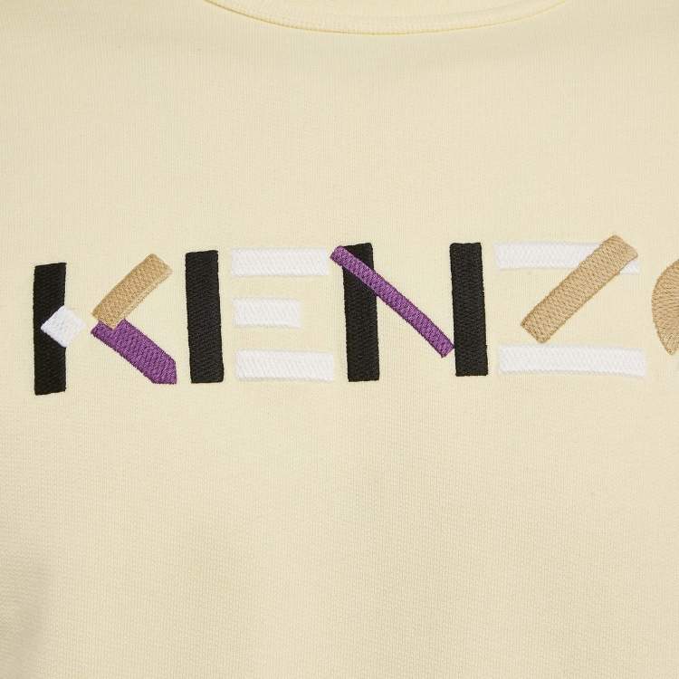 Pre Owned Kenzo Yellow Logo Embroidery Cotton Crewneck Sweatshirt M