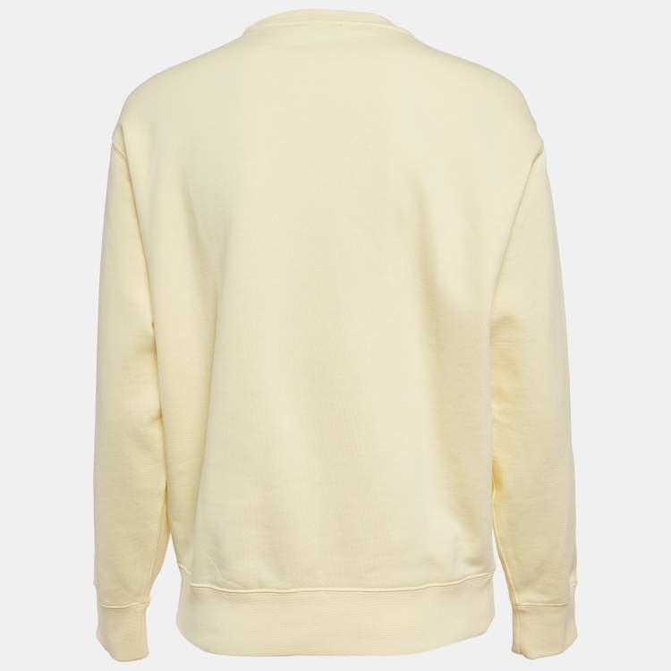 Pre Owned Kenzo Yellow Logo Embroidery Cotton Crewneck Sweatshirt M