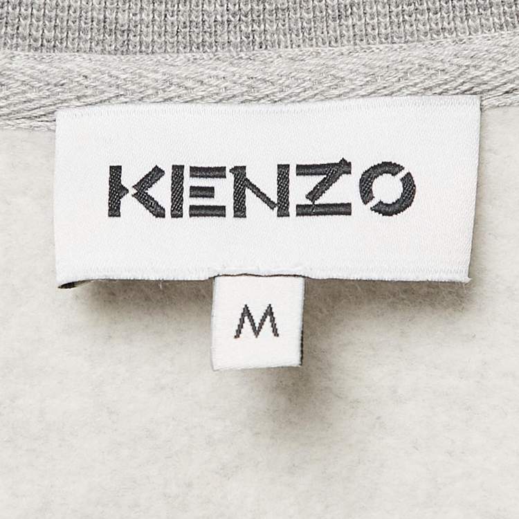Pre Owned Kenzo Grey Logo Embroidery Crewneck Sweatshirt M