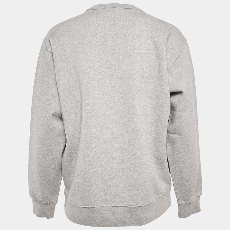 Pre Owned Kenzo Grey Logo Embroidery Crewneck Sweatshirt M
