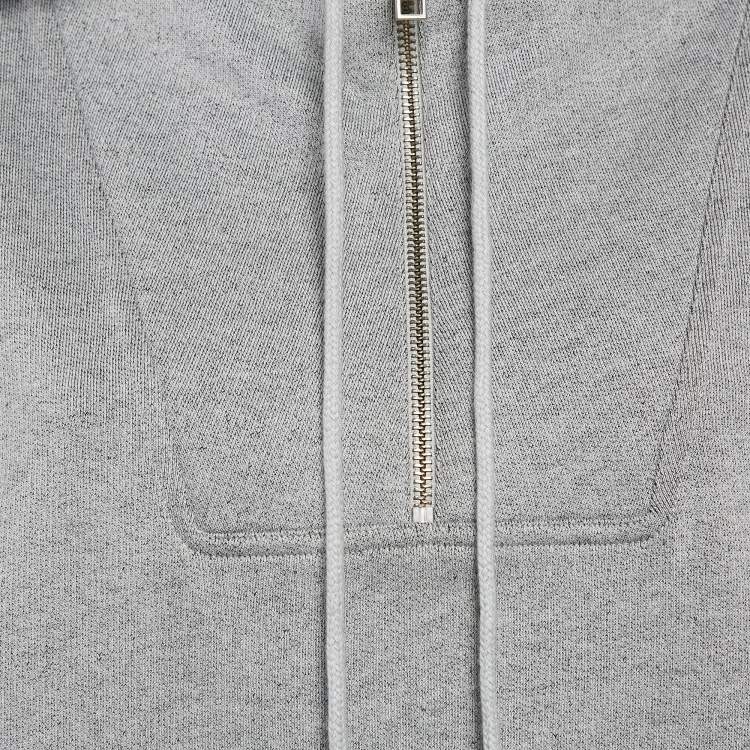 Pre Owned Kenzo Grey Logo Print Cotton Half Zipper Hooded Sweatshirt M