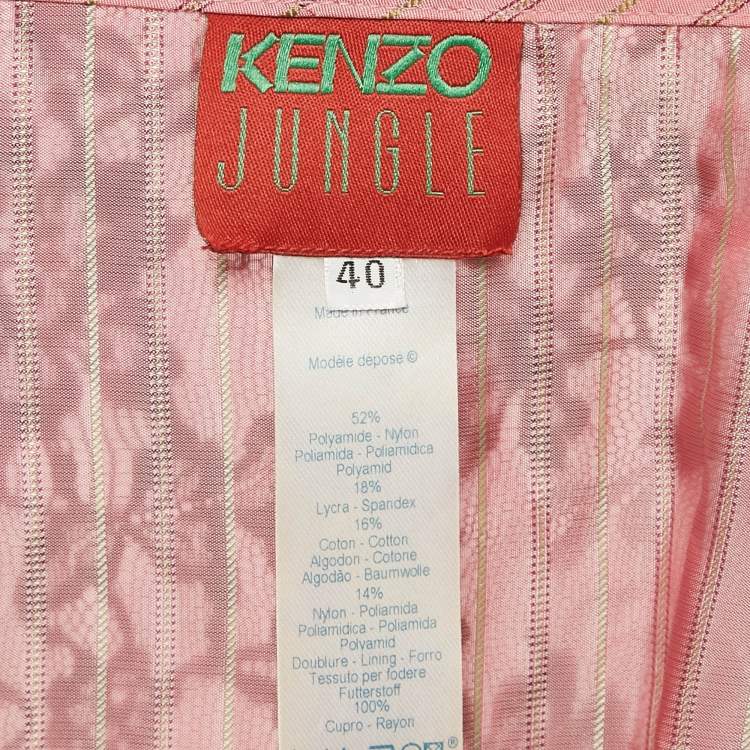 Pre Owned Kenzo Pink Floral Lace and Nylon Ruffled Short Skirt M