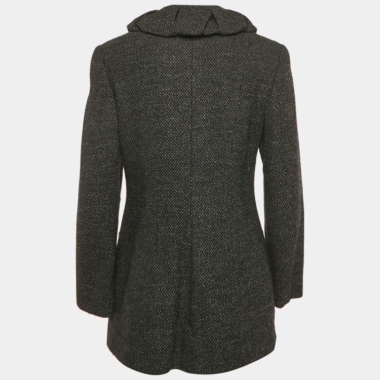 Pre Owned Kenzo Black Tweed Ruffled Jacket M