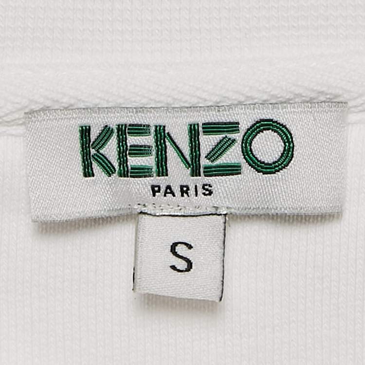 Pre Owned Kenzo White Mesh and Cotton Cut-Out Detail Sweatshirt S