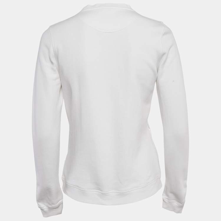 Pre Owned Kenzo White Mesh and Cotton Cut-Out Detail Sweatshirt S