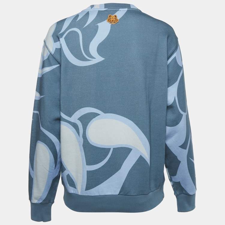 Pre Owned Kenzo x  Kansai Yamamoto Blue Abstract Print Crew Neck Sweatshirt L