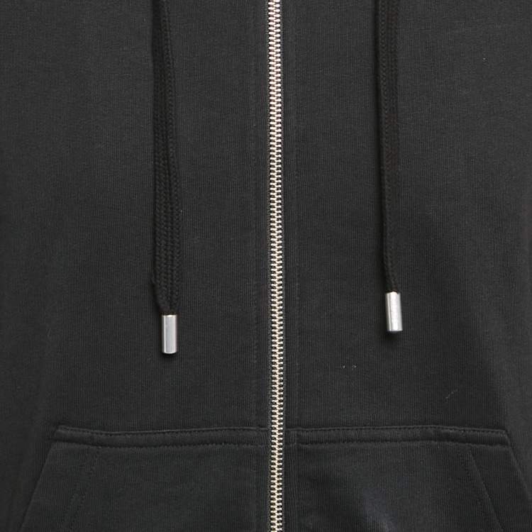 Pre Owned Kenzo Black Logo Print Cotton Zip-Up Jacket M