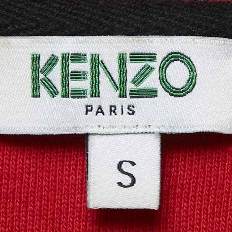 Pre Owned Kenzo Red Logo Embroidery Crewneck Sweatshirt S