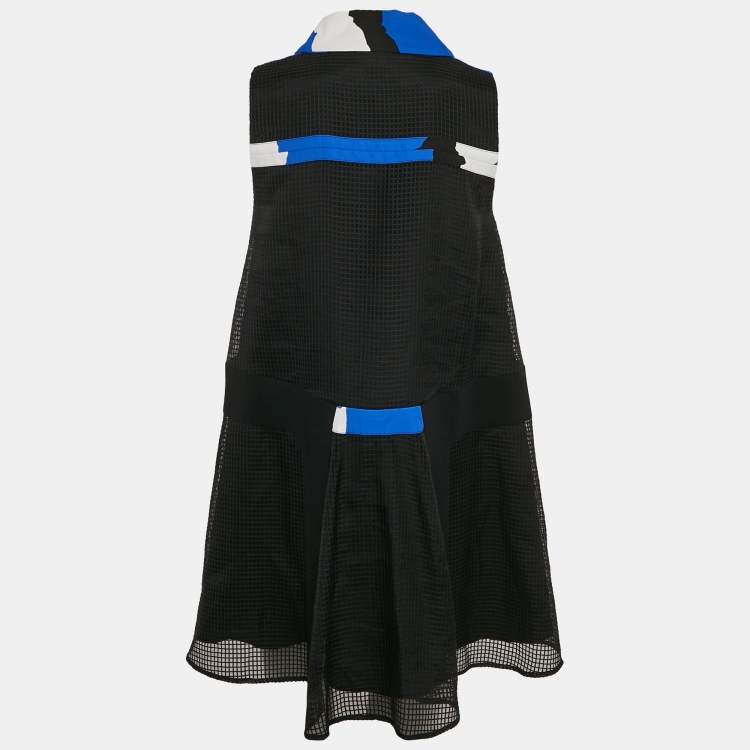Pre Owned Kenzo Black Embroidered Tulle Sleeveless Mini Dress M
