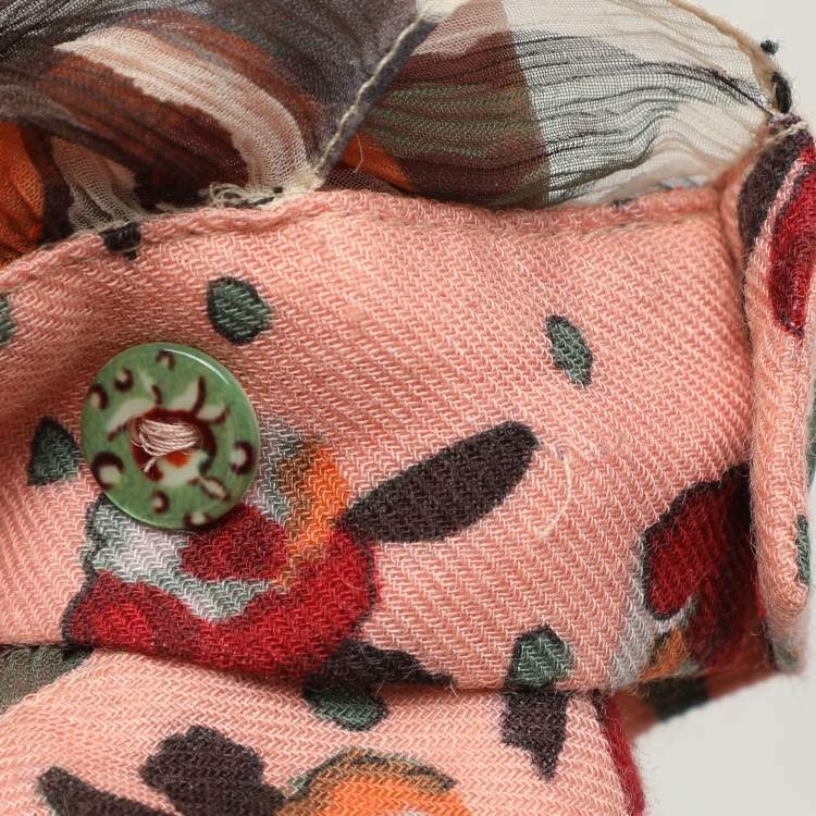 Pre Owned Kenzo Multicolor Knit Floral Print Long Sleeve Blouse M 