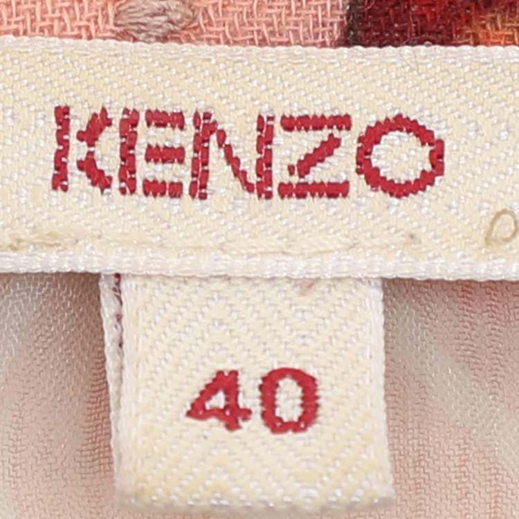 Pre Owned Kenzo Multicolor Knit Floral Print Long Sleeve Blouse M 